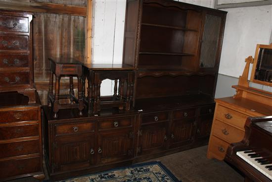 Oak bookcase & 3 other items